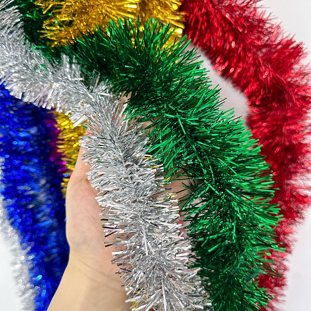 Tinsel Garland Decoration - 2Mのクリスマスフラワーリボン、クリスマスツリー用オーナメント、キラキラ装飾、2026年クリスマス、家庭用壁飾り、DIYパーティー用品、ギフト。