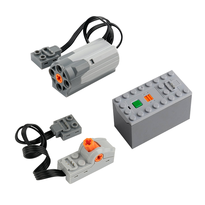 Lego Set Technic - MOC パワーファンクション列車車両セット、単三電池ボックス & M モーター付き、技術互換性のあるビルディングブロック DIY