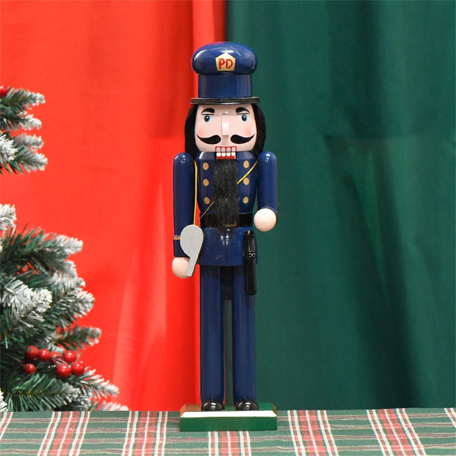 Nutcracker Figurine - クリスマス・ナッツクラッカー人形、クリスマスデコレーション、木製ナッツクラッカー、警察官の置物、パーティー、クリスマスツリー、家庭用装飾に。