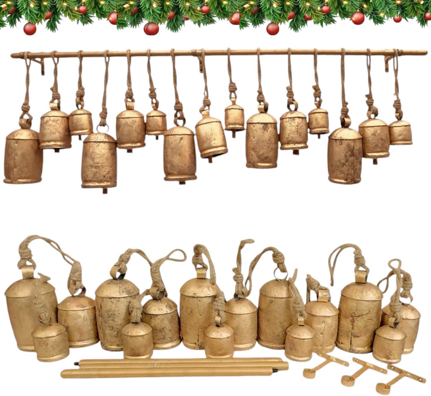 RW素朴な巨大クリスマスベル - 15個セット ヴィンテージ - Christmas Stocking Hanging のレビューと価格