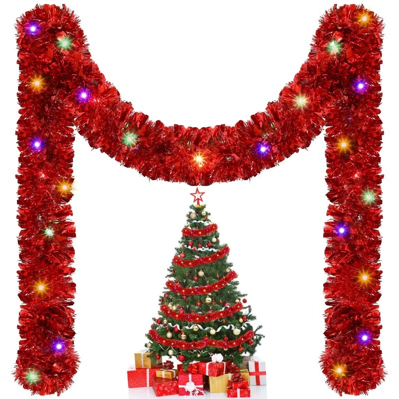 1個 5メートル クリスマスティンセルガーランド装飾品 耐久 - Tinsel Garland Decoration のレビューと価格